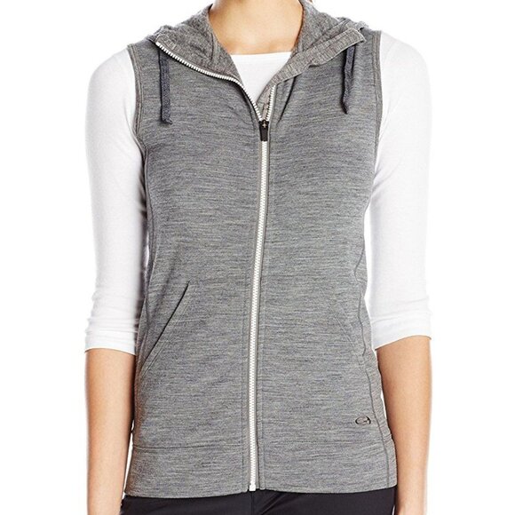 Icebreaker Jackets & Blazers - Icebreaker Merino Wool Zip Up Gray Hooded Pockets Vest L